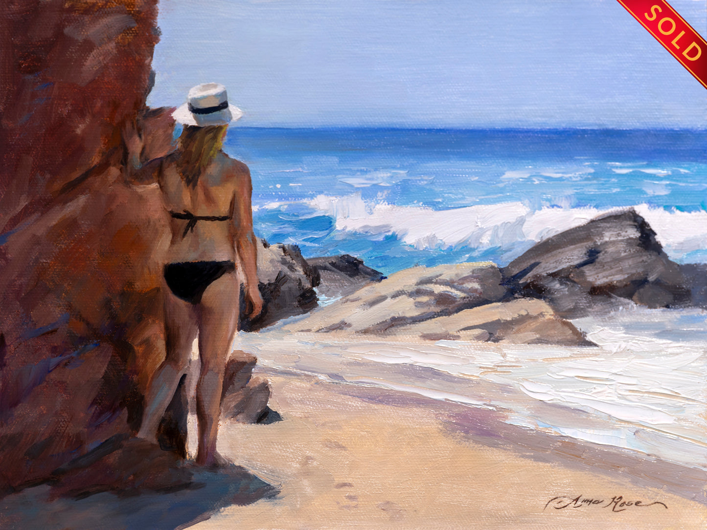 Watching the Waves (Plein Air, Framed)