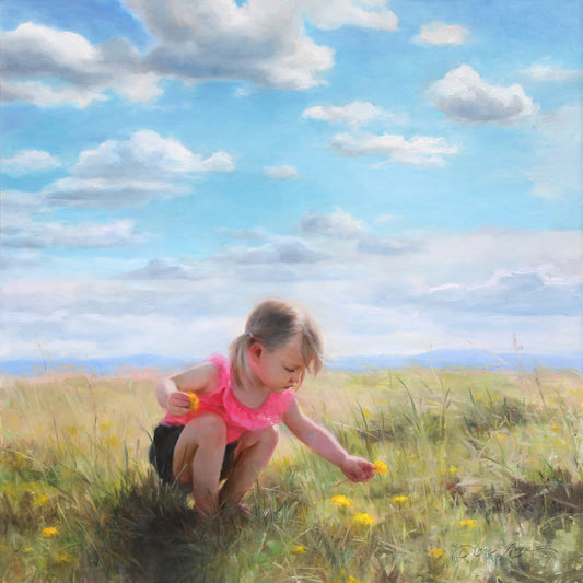 Collecting Dandelions (Framed)